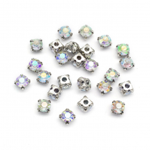 Dżety do Przyszycia w Koszyczku Akryl i Mosiądz 6mm Kolor: AB Kolor 25szt (13WB14442)