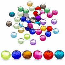 Dżety Kaboszony Akrylowe Fasetowane Okrągły Płaski 10x3.5mm Kolor: Mix Kolorów 50szt (13WB14445)