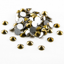 Cyrkonie Dżety Szklane Fasetowane Klasa A, Okrągłe, Złoty, 2mm, 144szt (13WB14481)