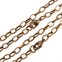 Основа для Браслети з Застібкою, Залізна, Колір: Мідь, Розмір: 205мм, Товщина: 1x0.8мм, Карабін: 12x7x3мм, Ланка: 7x4.5x1мм, (13WB14746)