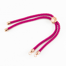 Основа під Браслет з Нейлону, Фурнітура з Еко Латуні з позолотою, Колір: Бордовий, Довжина 21см, Товщина 3 мм, Отвір 2.5мм, (13WB14799)