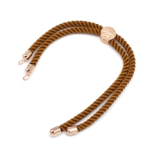 Основа під Браслет з Нейлону, Фурнітура з Еко Латуні з позолотою, Колір: Коричневий, Довжина 21см, Товщина 3 мм, Отвір 2.5мм, (13WB14801)