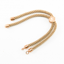 Основа під Браслет з Нейлону, Фурнітура з Еко Латуні з позолотою, Колір: Бежевий, Довжина 21см, Товщина 3 мм, Отвір 2.5мм, (13WB14802)