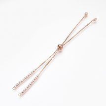 Регульована основа під Браслет з фіанітами, Латунь, Колір: Рожеве Золото, Довжина 280мм, Товщина 1 мм, Отвір 1.5мм, (13WB14813)