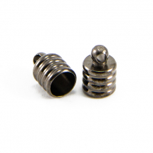 Концевики для Шнура, Латунь, Колір: Збройна Сталь, Розмір: 9х6мм, Внутрішній Діаметр 4.5мм, Отв-тя 1мм, (13WB14828)