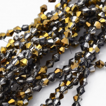 Koraliki Szklane Galwanizacja Fasetowane, 4x4mm 120szt/48cm/sznur (13WB14889)