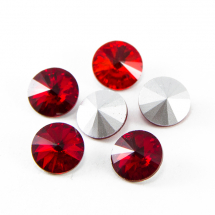 Dżety Cyrkonie Rivoli Szklane Stożkowe, Tylne Platerowane, Czerwony, 12x6mm, 10szt (13WB14929)