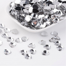 Dżety Kaboszon Akryl AB-Color Fasetowane Serce 10x10x3.5mm Kolor: Bezbarwny 20szt (13WB14941)