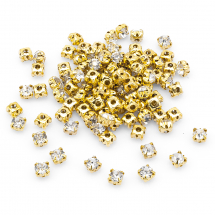 Dżety do Przyszycia w Koszyczku Szkło i Mosiądz 5x4mm Kolor: Kryształ 100szt (13WB14968)