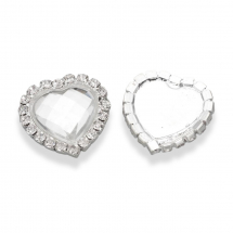 Kaboszony-Dżety Akryl i Mosiądz i Kryształ Klasa A Fasetowany Serce 23x22x5mm Kolor: Bezbarwny 2szt (13WB14969)