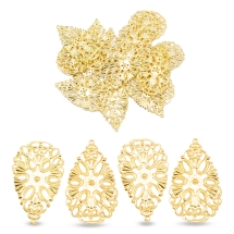 Кулон Крапля Філігранний Залізний, Колір: Золото, Розмір: 38x22x0.7мм, Отвір 0.8мм, (13WB14975)