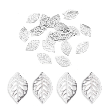 Кулон Лист, Залізні, Колір: Платина, Розмір: 23.5x13.5x0.5мм, Отвір 1мм, (13WB15000)