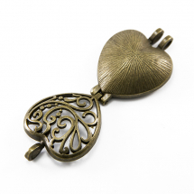 Кулон-Коробочка Серце, з Металу, Колір: Бронза, Розмір: 41x30x15мм, Отвір 5x4мм, (13WB15028)