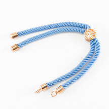 Основа під Браслет з Нейлону, Фурнітура з Еко Латуні з позолотою, Колір: Блакитний, Довжина 23см, Товщина 2 мм, Отвір 2мм, (13WB15032)