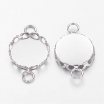 Zawieszka Łącznik pod Kaboszon Mosiądz 20x13x3mm Wewnątrz 12mm Otwór 2mm Kolor: Platyna 5szt (13WB15098)