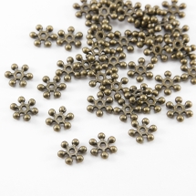 Намистини-Роздільники, Сплав, Форма: Сніжинка, Колір: Бронза, Розмір: 10х2.5мм, Отвір 1.5мм, (13WB15106)