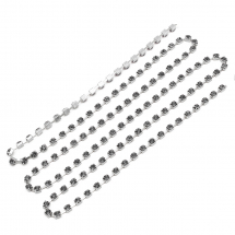 Стразовий Ланцюг Декоративний, Клас А, Срібло/Чорний Діамант, 2мм, близько 360шт/1.1м, (13WB15220)