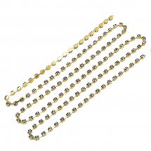 Стразовий Ланцюг Декоративний, Клас А, Золото/Чорний Діамант, 2.8мм, близько 285шт/1.5м, (13WB15224)