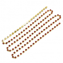 Стразовий Ланцюг Декоративний, Клас А, Золото/Гіацинт, 2.8мм, близько 285шт/1.5м, (13WB15236)