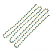 Taśma Łańcuszek Ozdobny z Cyrkoniami, Klasa A, Złoty/Niebieski Cyrkon, 2.8mm, około 285szt/1.5m (13WB15238)