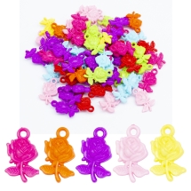 Підвіски Акрил Непрозорі, Роза, Колір: Мікс, Розмір: 27x17x7мм, Отвір: 3 мм, близько 58шт / 50г, (13WB15390)