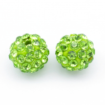 Koraliki Shambhala z Kryształkami, Klasa A, z gliny polimerowej, Okrągłe, Kolor: oliwin, Średnica 8mm, Otwór 1.5mm (13WB15429)