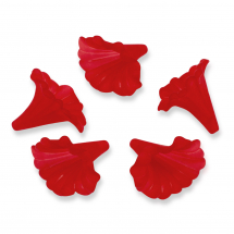 Намистини Акрил Матові, Прозорі, Квітка, Колір: Червоний, Розмір: 41x35x35мм, Отвір 3мм, (13WB15489)