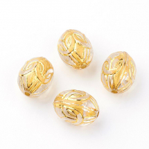 Намистини Акрилові "Мілан" Овальні, з Малюнком Металік Золото, Колір: Золотистий, Розмір: 13.5x10мм, Отвір 1мм, (13WB15571)