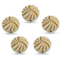 Намистини Акрилові "Париж" Круглі Плоскі, з Малюнком Металік Золото, Колір: Слонова кістка, Розмір: 23x16мм, Отвір 2мм, (13WB15648)