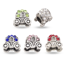 Koraliki Modułowe Charms Stop Metalowy i Cyrkonie, Mix kolorów 12х11х9mm, 5szt (13WB16247)