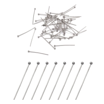 Szpilki z Kulką Jubilerskie, Stal Nierdzewna, 30x0.7mm, Kulka: 2mm, 50szt (13WB16296)