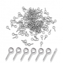 Тримачі Гвинтові Штифти з Петлею для Намистин з Напівотвіром, Нержавіюча Сталь, 10x4x1мм, Отвір 2мм, (13WB16323)