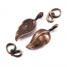 Zapięcie Hak Liść Mosiądz 33х13х3mm Otwór 1mm и 3х3mm Kolor: Miedź 2szt (13WB16353)