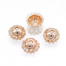 Шапочки для Бусин, Сплав, Квітка, Колір: Рожеве Золото, Розмір: 8х3.5мм, Внутрішній Діаметр 6мм, Отвір 1мм, (13WB16425)