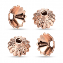 Шапочки для Бусин, Сплав, Квітка, Колір: Рожеве Золото, Розмір: 10х5мм, Внутрішній Діаметр 9мм, Отвір 2мм, (13WB16426)