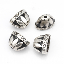 Stożek Nakładki na Koraliki Stop Metalowy i Emalia 14х20х12mm Kolor: Antyczne Srebro i Czarny 4szt/opakowanie (13WB16427)