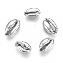 Koraliki Muszle Morskie Kauri Galwanizowane Kolor: Platyna 15~20x10~12x5~6mm Otwór 12~14x2~3mm 5szt (13WB16434)