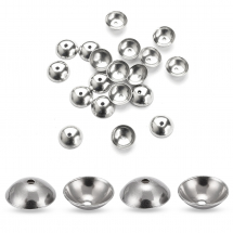 Шапочки для Намистин Круглі, Нержавіюча Сталь, 6х2мм, Отвір 0.5мм, 20шт/упаковка, (13WB16533)