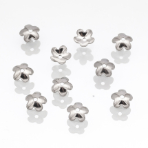 Шапочки для Бусин, Нержавіюча Сталь, Квітка, Колір: Сталь, Розмір: Діаметр 6мм, Товщина 2 мм, Отвір 1мм, (13WB16546)