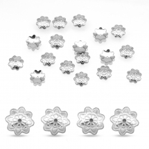 Шапочки для Бусин, Нержавіюча Сталь, Квітка, Колір: Сталь, Розмір: Діаметр 7мм, Товщина 1.5 мм, Отвір 1мм, (13WB16548)