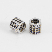 Шарми Євронамистини, Латунь з Фіанітами Класу ААА, Шестикутник, Покриття Платиною, Розмір: 8x8мм, Отвір 5мм, (13WB16557)