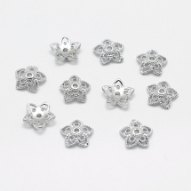 Шапочки для Бусин, Латунь, Стійке Покриття платини, Квітка, Розмір: 9.5х2.5мм, Отвір 1мм, (13WB16568)