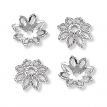 Шапочки для Бусин, Еко Латунь, Стійке Покриття, Квітка, Колір: Платина, Розмір: 10х2.2мм, Отвір 1мм, (13WB16580)