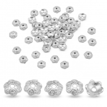 Шапочки для Бусин з Металу, Квітка, Колір: Платина, Розмір: 6х2мм, Отвір 1мм, (13WB16771)