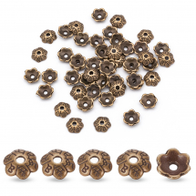 Шапочки для Бусин з Металу, Квітка, Колір: Мідь, Розмір: 6х2мм, Отвір 1мм, (13WB16772)