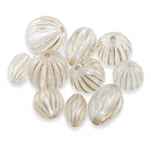 Намистини Акрилові "Мілан", з Малюнком Металік Золото, Мікс Форм, Колір: Безбарвний, Розмір: 11~18х9~12мм, Отвір 2мм, (13WB16775)