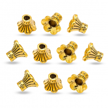 Конус Шапочки для Бусин з Металу, Колір: Античне Золото, Розмір: 9x10.5x11мм, Отвір 3мм, (13WB16784)