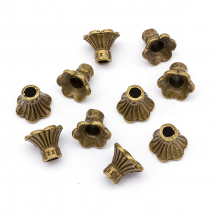 Конус Шапочки для Бусин з Металу, Колір: Бронза, Розмір: 9x11мм, Отвір 3мм, (13WB16786)