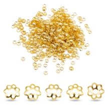 Шапочки для Намистин Залізні Квітка, Золото, 6х1мм, Отвір 1мм, близько 1150шт/25г, (13WB16795)