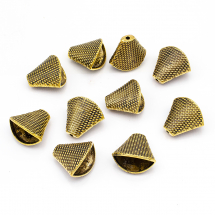 Конус Шапочки для Бусин, Сплав, Колір: Античне Золото, Розмір: 18х20х11.5мм, Внутрішній Діаметр 9.5x18.5мм, Отвір 2мм, (13WB16799)